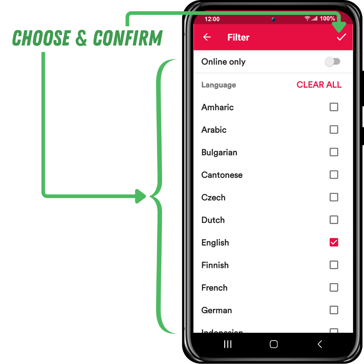 Narrow the list by adding a filter for your preferred language: