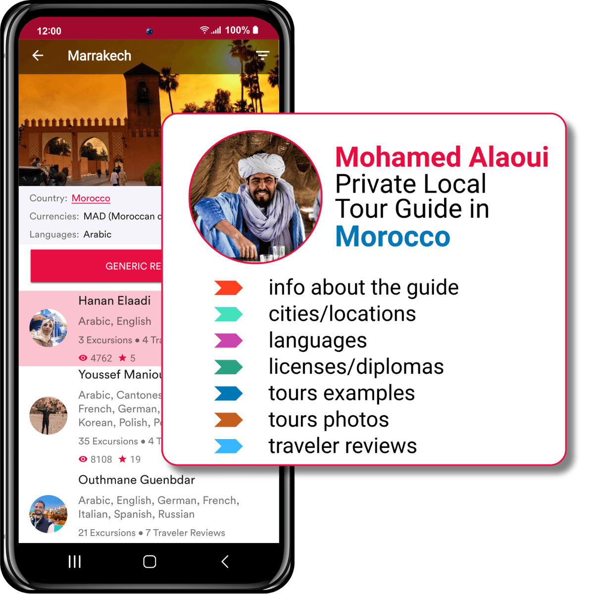 Explore profiles of tour guides: read descriptions, tours, and feedback from other travelers: