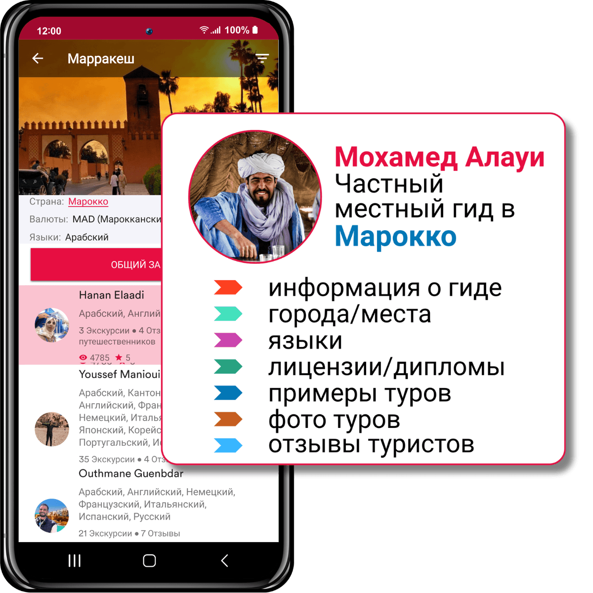 Изучите профили гидов: прочитайте описания, информацию об экскурсиях и отзывы других путешественников:
