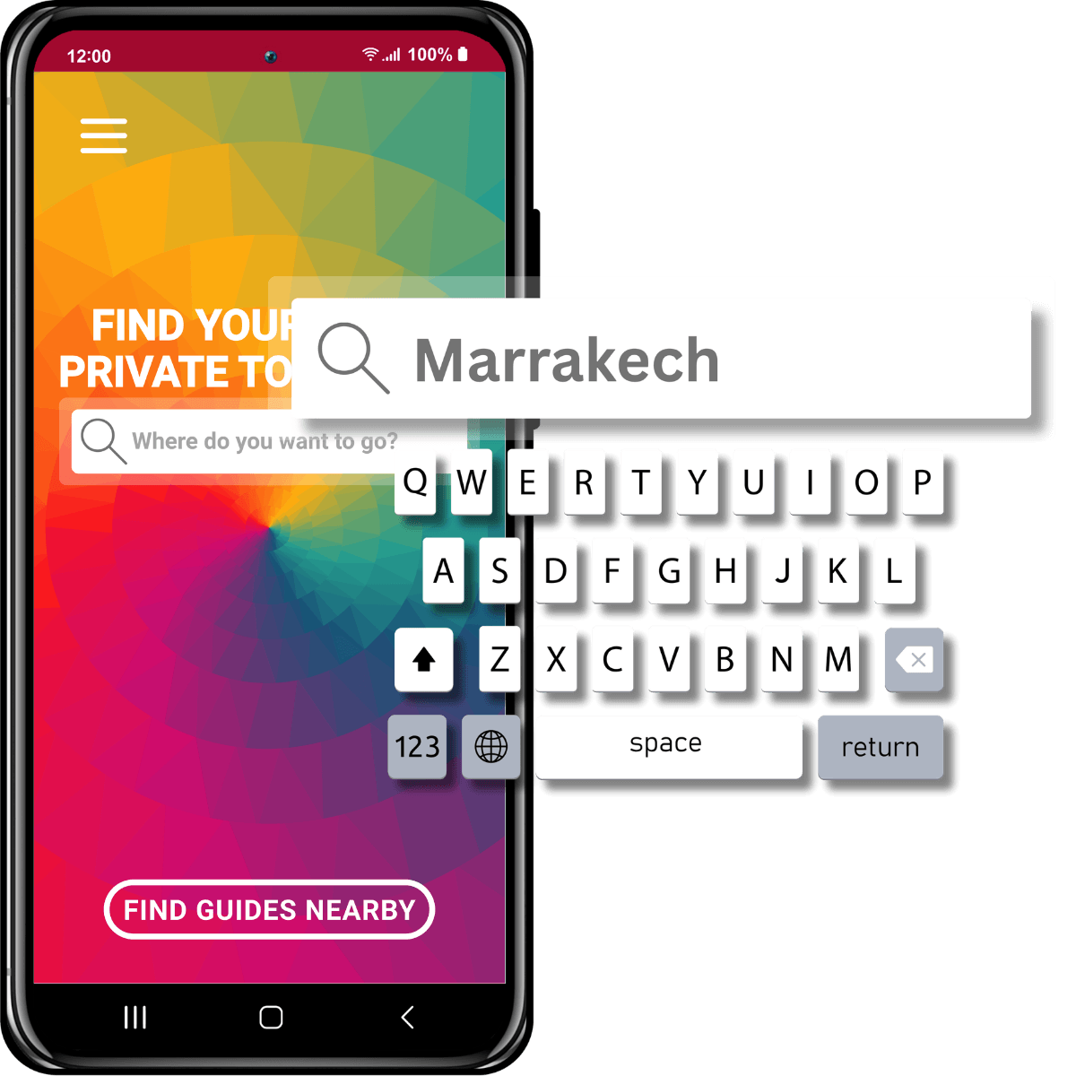 Start typing your destination city name (e.g., Marrakech) in the search field: