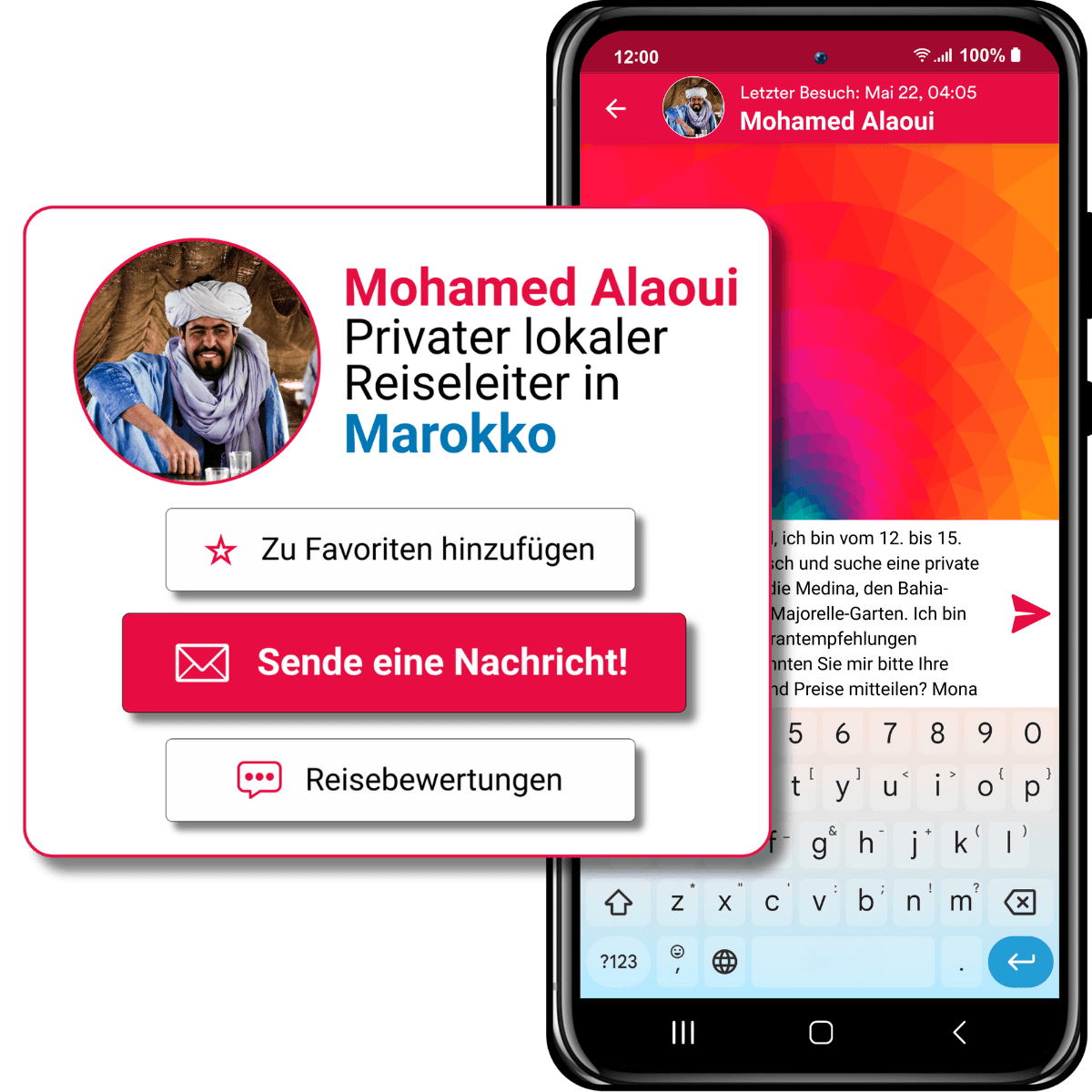 Senden Sie Ihrem bevorzugten Reiseleiter eine PERSÖNLICHE NACHRICHT mit Ihren Fragen oder Wünschen: