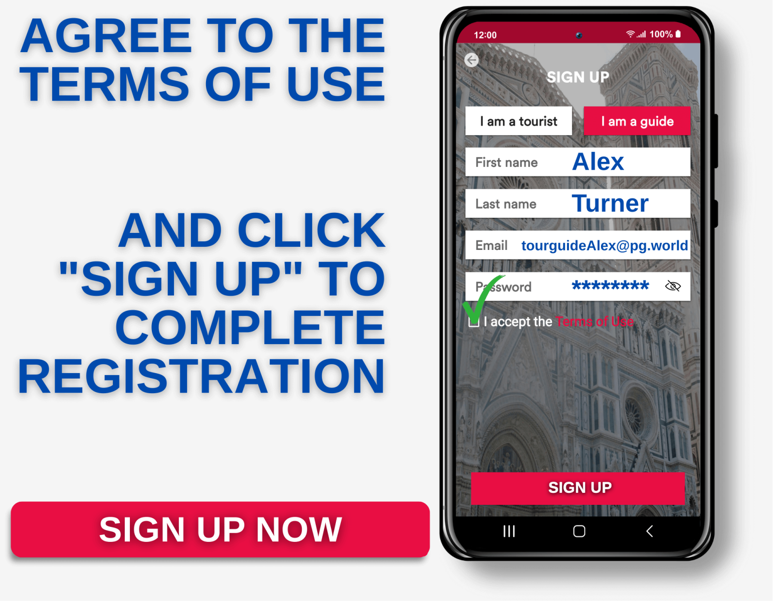 Agree to the Terms of Use and click Sign Up to complete registration