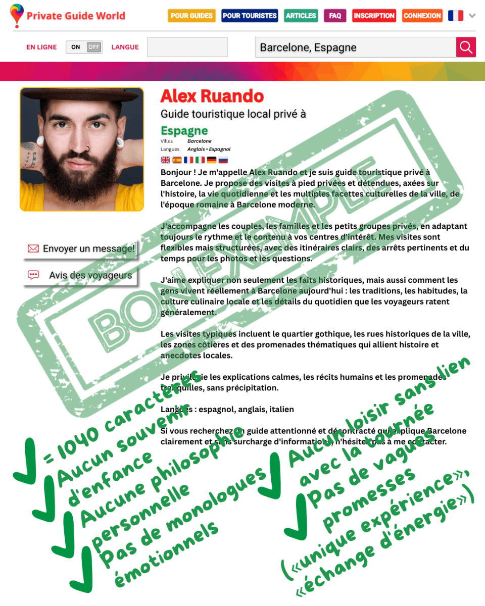 Un exemple de bonne description de profil.