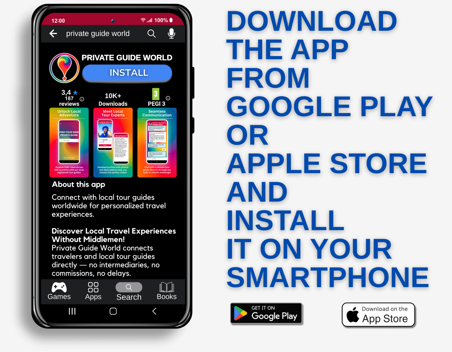 Download the app from Google Play or Apple Store and install it on your smartphone