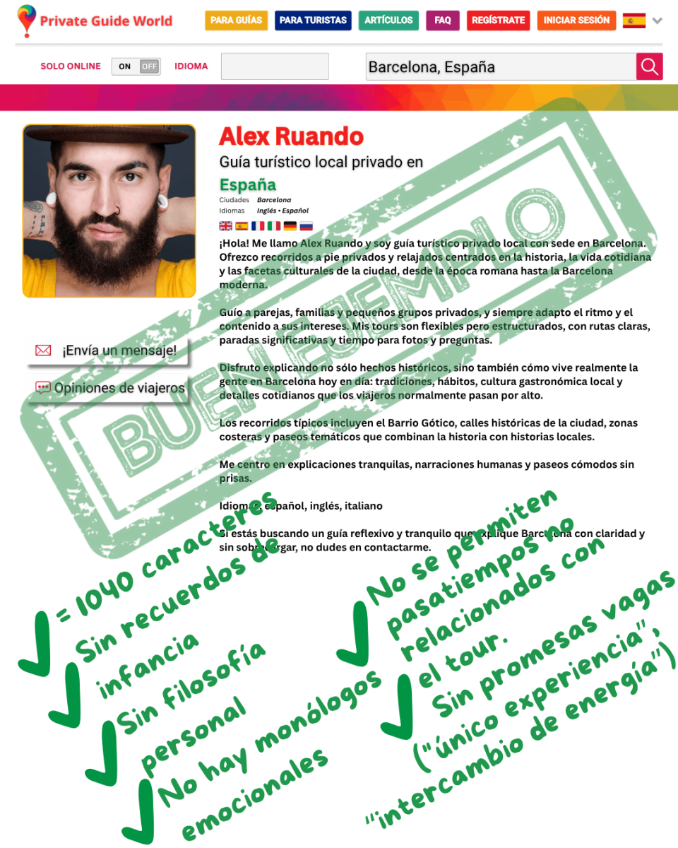 Un ejemplo de una buena descripción de perfil.